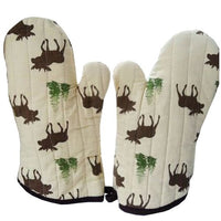 Lovely Moose Stripe Cotton Heat insulation gloves/Oven Mitts,BROWN(2-pack)