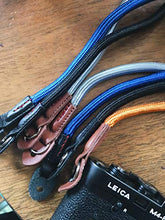 Load image into Gallery viewer, Nylon Climbing Rope Leather Camera Neck Strap Blue DSLR or Mirrorless
