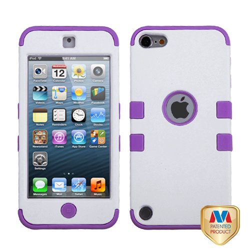 White on Purple TF Skin Hybrid Apple iPod Touch iTouch 5 5th Generation Rubber Hard Protector Cover