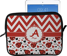 Load image into Gallery viewer, Ladybugs &amp; Chevron Tablet Case/Sleeve - Large (Personalized)
