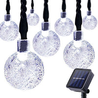 WONFAST Solar String Lights, 20ft 30 LED Crystal Ball Solar Powered Outdoor Globe Fairy String Lights for Homes,Christmas,Gardens,Wedding,Party Decoration (White)