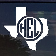 Load image into Gallery viewer, Texas Custom Circle Monogram Initials Vinyl Decal Sticker for Cars YETI Cup Laptop (5&quot;x5&quot;, White)
