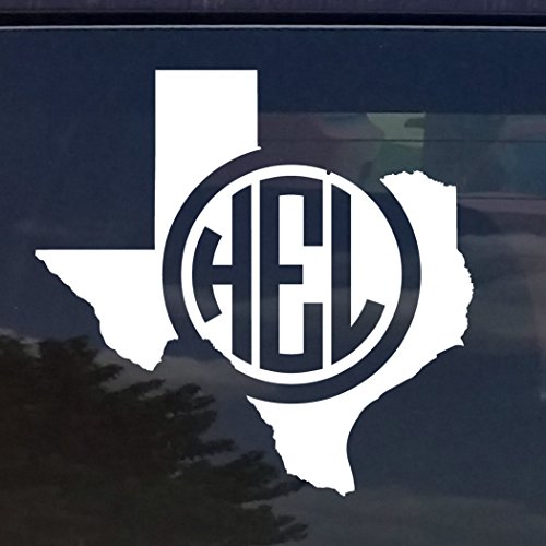 Texas Custom Circle Monogram Initials Vinyl Decal Sticker for Cars YETI Cup Laptop (5