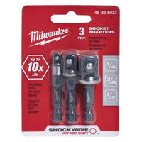 Milwaukee 48-32-5033 Power Drill Bit Extensions Shockwave Socket Adapter Set, 1/4