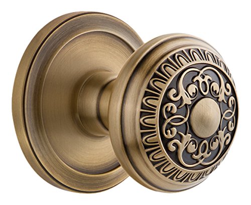 Grandeur 820400 Circulaire Rosette Privacy with Windsor Knob in Vintage Brass, 2.75