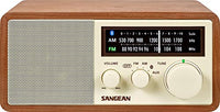 Sangean WR-16 AM/FM/Bluetooth Wooden Cabinet Radio with USB Phone Charging Walnut