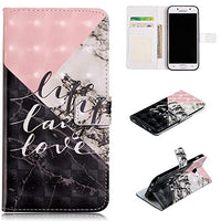 for Galaxy A5 2017 (A520) Wallet Case with Screen Protector,QFFUN Glitter 3D Marble Pattern [Triangle] Magnetic Closure Kickstand Leather Phone Case with Card Holder Shockproof Protective Flip Cover