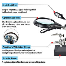 Load image into Gallery viewer, Beileshi 2.5X 7.5X 10X LED Light Helping Hands Magnifier Soldering Station,Magnifying Glass Stand with Auxiliary Clamp and Alligator Clips
