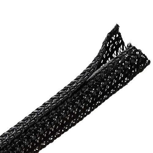 Hellermann Tyton 170-03128 Split Wrap Braided Sleeving 1 Inch 100 ft Black Polyester