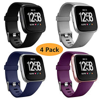 Neitooh 4 Packs Bands Compatible with Fitbit Versa/Versa 2/Fitbit Versa Lite for Women and Men, Classic Soft Silicone Sport Strap Replacement Wristband for Fitbit Versa Smart Watch