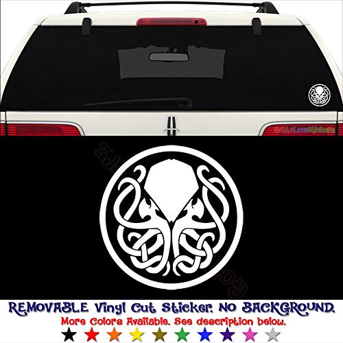 GottaLoveStickerz Cthulhu Badge Myth Removable Vinyl Decal Sticker for Laptop Tablet Helmet Windows Wall Decor Car Truck Motorcycle - Size (10 Inch / 25 cm Tall) - Color (Matte Black)