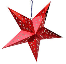 Load image into Gallery viewer, YueLian 17.71&quot; Red Star Paper Lamp Shade Lantern Lampshade Lamp Cover Christmas Birthday Party Decor
