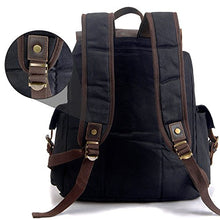 Load image into Gallery viewer, Honeystore Vintage Canvas Leather Laptop Backpack Bookbag Travel Hiking Rucksack Black

