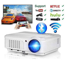 Load image into Gallery viewer, Wireless Projector WiFi Bluetooth 4400 Lumens (2019 Updated), Portable HD LED Projector 1080p Support, Digital Home Theater Cinema Projector Indoor Outdoor Movie Game with HDMI USB TV Audio AV Ports
