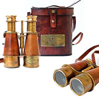 Antique Victorian Marine Brass Leather Binocular Sailor Instrument London 1915 (Orange)