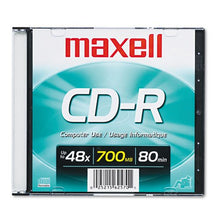 Load image into Gallery viewer, Maxell 648201 CD-R Disc, 700MB/80min, 48x, w/Slim Jewel Case, Silver
