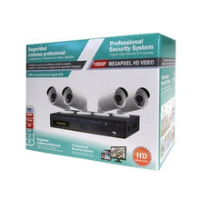 Load image into Gallery viewer, PROFESSIONAL SECURITY SYSTEM 1080P 4 CHANNEL H.264 DVR - 4 x 1080P WEATHERPROOF HIGH POWER NIGHT VISION
