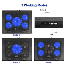 Load image into Gallery viewer, Kootek Laptop Cooling Pad 12&quot;-17&quot; Cooler Pad Chill Mat 5 Quiet Fans LED Lights and 2 USB 2.0 Ports Adjustable Mounts Laptop Stand Height Angle
