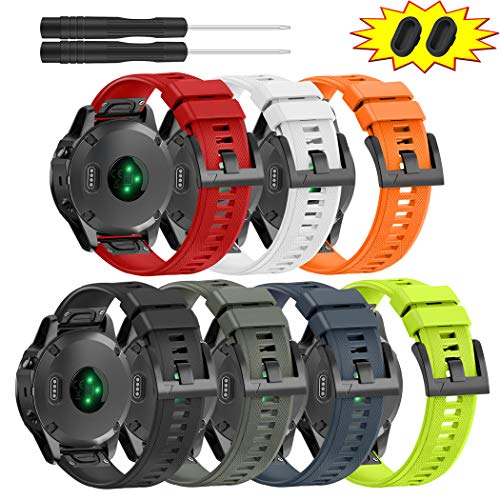 ZEROFIRE Bands for Garmin Fenix 5 and Fenix 5 Plus Watch Strap Replacement Silicone Band Compatible with Forerunner 935, 945, Approach S60, Quatix 5 Smartwatch, Including Anti-dust Plug - 7 Pcs
