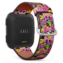 Load image into Gallery viewer, Replacement Leather Strap Printing Wristbands Compatible with Fitbit Versa - Colorful Hearts,Cactus,Flamingo, Pineapple,Rainbow
