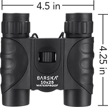 Load image into Gallery viewer, BARSKA AB12725 Blueline 10x25 Black Waterproof Compact Binoculars for Boating, Hunting, Fishing, Hiking, Events, Sports, etc
