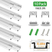 Load image into Gallery viewer, LED Aluminum Profile with Clear Cover, LightingWill 10 Pack 3.3Ft/1M U Shape Flush Mount (Section Size:0.36&quot; x 0.91&quot;) Anodized Silver Channel System for &lt;12mm LED Strip Lights with Caps + Clips U01
