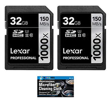 Load image into Gallery viewer, Lexar 32GB Professional 1000x SDHC Class 10 UHS-II Memory Card 2-Pack Bundle with Microfiber Cloth
