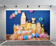 Load image into Gallery viewer, Leowefowa 10X8FT Baby Shower Birthday Party Decoration Backdrop Paper Flowers Balloons Wood Floor Cake Smash Backdrops for Photography Boys Girls Happy Birthday Vinyl Photo Background Studio Props
