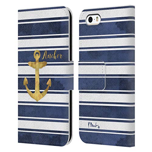 Head Case Designs Officially Licensed Paul Brent Anchor Nautical Leather Book Wallet Case Cover Compatible with Apple iPhone 5 / iPhone 5s / iPhone SE 2016