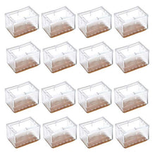 Load image into Gallery viewer, Chair Leg Caps, WarmHut 16pcs Transparent Clear Silicone Table Furniture Leg Feet Tips Covers Wood Floor Protectors, Felt Pads, Prevent Scratches, (Rectangle)
