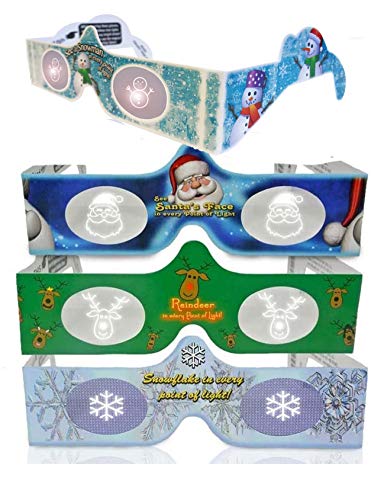 3D Christmas Glasses - Lights Turn into Magical Images Right Before Your Eyes! Our USA MADE Holiday Specs Are Perfect For Family, Friends Or Any Holiday Celebration! See Santa, Snowmen & More!