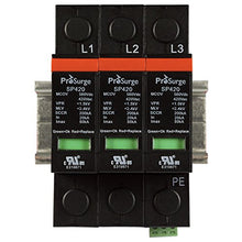 Load image into Gallery viewer, ASI ASISP420-3P UL 1449 4th Ed. DIN Rail Mounted Surge Protection Device, Screw Clamp Terminals, 3 Pole, 3 Phase 600/347 Vac, Pluggable MOV Module
