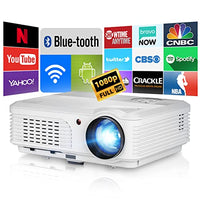1080P WiFi Projector Android Full HD Movie Projector Home Cinema with Bluetooth HDMI 7500Lumen USB RCA LCD Smart TV Projector Wireless iOS Mirroring Phone Projectors Outdoor Indoor Gaming