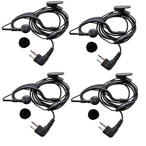 HQRP Set: 4PCS 2-Pin External Ear Loop Hands Free with Push-to-Talk Microphone for Motorola Radio Devices DTR Series: DTR550 DTR410 Plus HQRP UV Meter