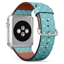 Load image into Gallery viewer, Compatible with Big Apple Watch 42mm, 44mm, 45mm (All Series) Leather Watch Wrist Band Strap Bracelet with Adapters (White Teeth On Turquoise)
