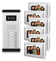 AMOCAM 6 Units Apartment Video Intercom System, 7 Inches Monitor Wired Video Door Phone Kit, Can See Hear Video Doorbell Kits, Monitoring, Unlock, Dual Way Door Intercom, 6 PCS Screen for Household