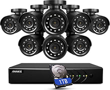Load image into Gallery viewer, ANNKE 5MP Lite Security Camera System Outdoor 8 Channel H.265+ DVR and 8X1920TVL IP66 Weatherproof Home CCTV Cameras, Smart Playback, Instant Email Alert with Images, 1TB Hard Drive - E200
