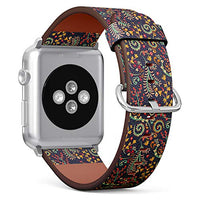 Compatible with Big Apple Watch 42mm, 44mm, 45mm (All Series) Leather Watch Wrist Band Strap Bracelet with Adapters (Tile Mandalas Vintage)