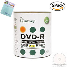 Load image into Gallery viewer, Smartbuy 500-disc 4.7GB/120min 16x DVD-R White Thermal Hub Printable Blank Media Disc + Free Micro Fiber Cloth
