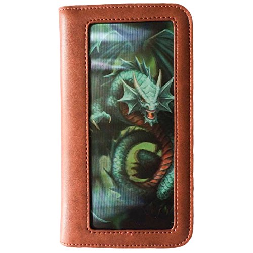 Anne Stokes Phone Case Wallet Brown Fantasy 3D Lenticular Jade Dragon
