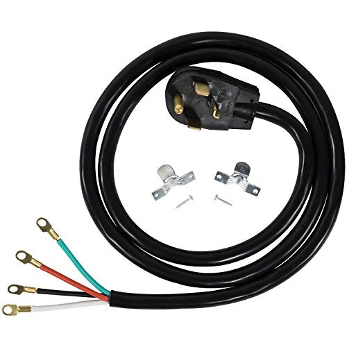 Certified Appliance Accessories 30-Amp Appliance Power Cord, 4 Prong Dryer Cord, 4 Color Coded Wires with Eyelet Connectors, 6ft, Copper Wire, black (90-2024)