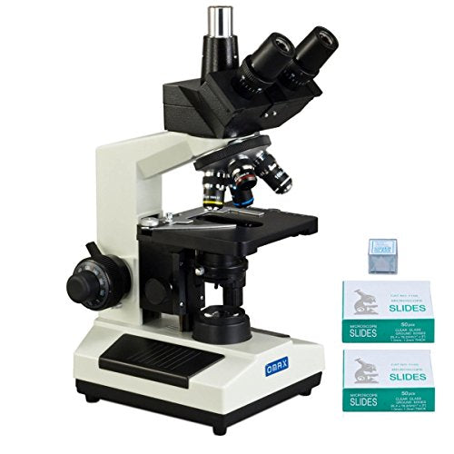 OMAX 40X-1000X Trinocular Compound LED Microscope with Blank Slides and Covers