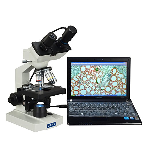 OMAX 40X-1600X Digital Lab LED Binocular Compound Microscope with Double Layer Mechanical Stage and USB Digital Camera