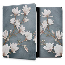 Load image into Gallery viewer, kwmobile Case Compatible with Kobo Aura ONE - PU e-Reader Cover - Magnolias Taupe/White/Blue Grey
