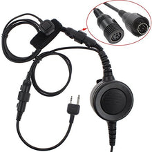 Load image into Gallery viewer, TENQ Military Tactical Throat Mic Headset Earpiece with Big Finger PTT for 2 Two Way Radio Midland Alan LXT80 LXT305 LXT340 LXT480
