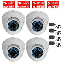 Load image into Gallery viewer, VideoSecu 4 Dome Surveillance Cameras Built-in CCD CCTV Home Outdoor Security Cameras 600TVL Day Night IR Infrared 3.6mm Wide View Angle Lens with Free Power Supplies CQB
