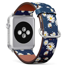Load image into Gallery viewer, Compatible with Small Apple Watch 38mm, 40mm, 41mm (All Series) Leather Watch Wrist Band Strap Bracelet with Adapters (White Daisies Circle)
