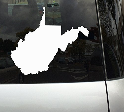 Applicable Pun West Virginia State Shape - The Mountain State - White Vinyl Decal Sticker for Car, MacBook, Laptop, Tablet and More (10 Inch)