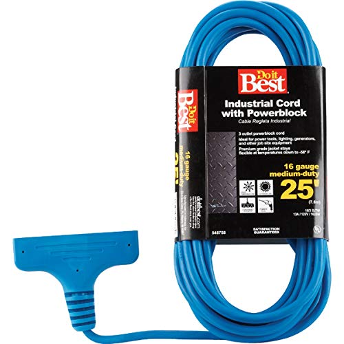 Do it Best 25 Ft. 16/3 Extension Cord with Power Block - 1 Each
