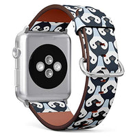 Compatible with Big Apple Watch 42mm, 44mm, 45mm (All Series) Leather Watch Wrist Band Strap Bracelet with Adapters (Cute Penguin Babies)